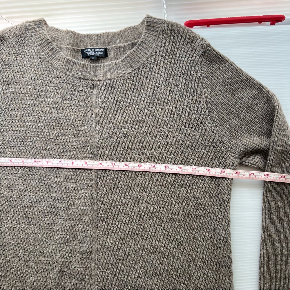 Merino Essentials Womens Jumper Sweater Knit Brown Merino Wool Blend Size S 8/10 - Picture 11 of 12